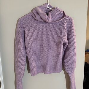 Nasty Gal Purple Ribbed Knit Turtleneck Sweater